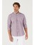 Erkek Lacivert-kırmızı Slim Fit Dar Kesim Düğmeli Yaka Logolu Pamuklu Cepli Çizgili Gömlek 3