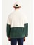 Erkek Tas-koyu Yesıl Standart Fit Dik Bato Yaka Kanguru Cepli Çift Renkli Sherpa Polar Sweatshirt 6