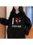 I Love Spider-Man Baskılı Siyah Oversize Kapüşonlu Sweatshirt 1