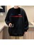 F422 Center Baskılı Siyah Oversize Bisiklet Yaka Sweatshirt 1