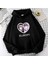 Heart Kuromi Baskılı Siyah Kapüşonlu Sweatshirt 2