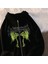 Harajuku Gothic Retro Butterfly Baskılı Oversize Fermuarlı Siyah Kapüşonlu Hırka 2