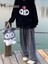 Kuromi Face Baskılı Siyah Oversize Kapüşonlu Sweatshirt 2