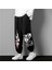 Streetwear Harajuku Anime Boy Baskılı Oversize Siyah Eşofman Altı 1