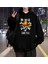 One Piece Mugiwara Baskılı Siyah Oversize Kapüşonlu Sweatshirt 1