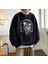 Skulls In Love Baskılı Siyah Unisex Oversize Bisiklet Yaka Sweatshirt 1