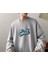 Chill Blue Baskılı Gri Oversize Bisiklet Yaka Sweatshirt 1