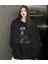 March Iddeverray Baskılı Siyah Oversize Kapüşonlu Sweatshirt 1