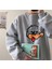 Tired Duck Baskılı Gri Unisex Oversize Bisiklet Yaka Sweatshirt 1