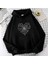 Heart Web Baskılı Siyah Oversize Kapüşonlu Sweatshirt 1