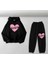 Baskılı Siyah Sweatshirt-Eşofman Altı İkili Takım 1