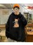 Killer Cat Baskılı Siyah Oversize Kapüşonlu Sweatshirt 1