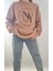 Nakış Desenli,oversize,bisiklet Yaka Spor Şık ,3 Iplik Şardonlu , Kadın Sweatshirt 3