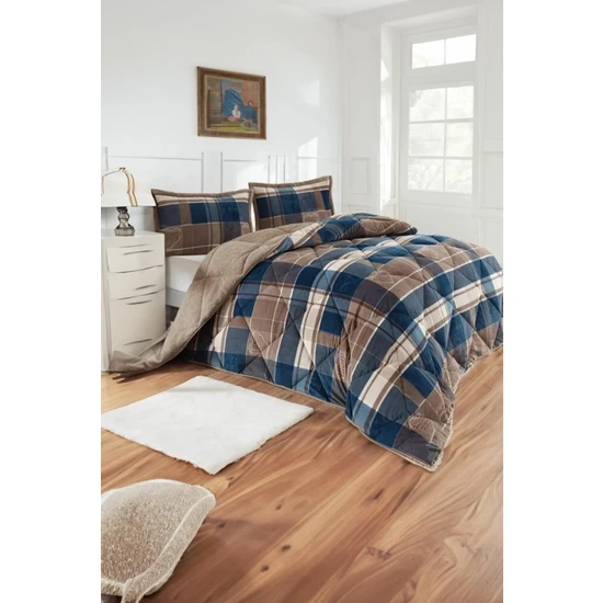 Merinos Comforter Seti Çift Kişilik Yorgan Rida İndigo 220x240 cm