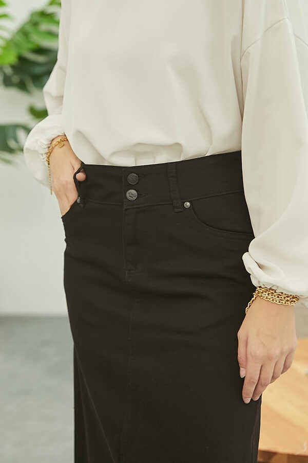 Neways 2254- Klasik Gabardin Etek Siyah görsel 2