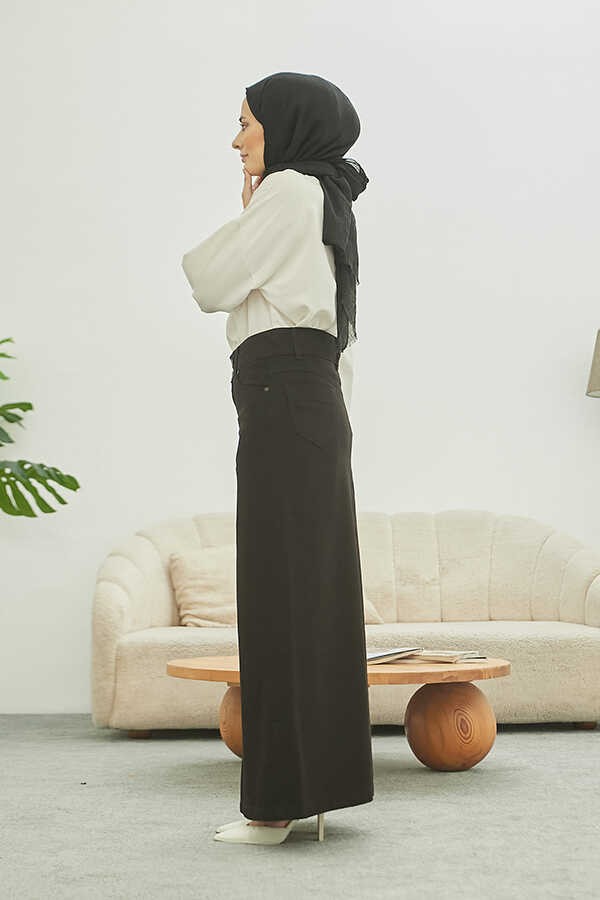 Neways 2254- Klasik Gabardin Etek Siyah görsel 3