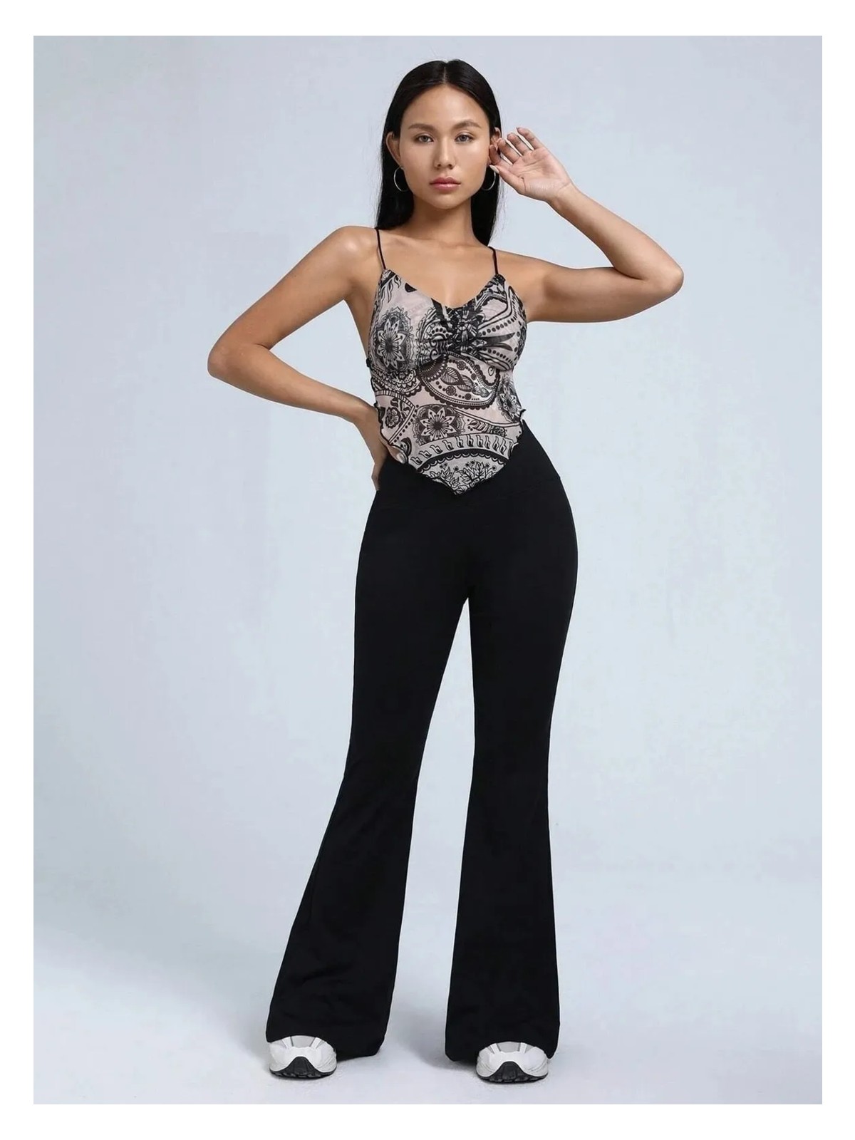 Fancy&Dancy Fancy&dancy Kadın Siyah Dalgıç Kumaş Ispanyol Paça Yırtmaçsız Tayt 4066