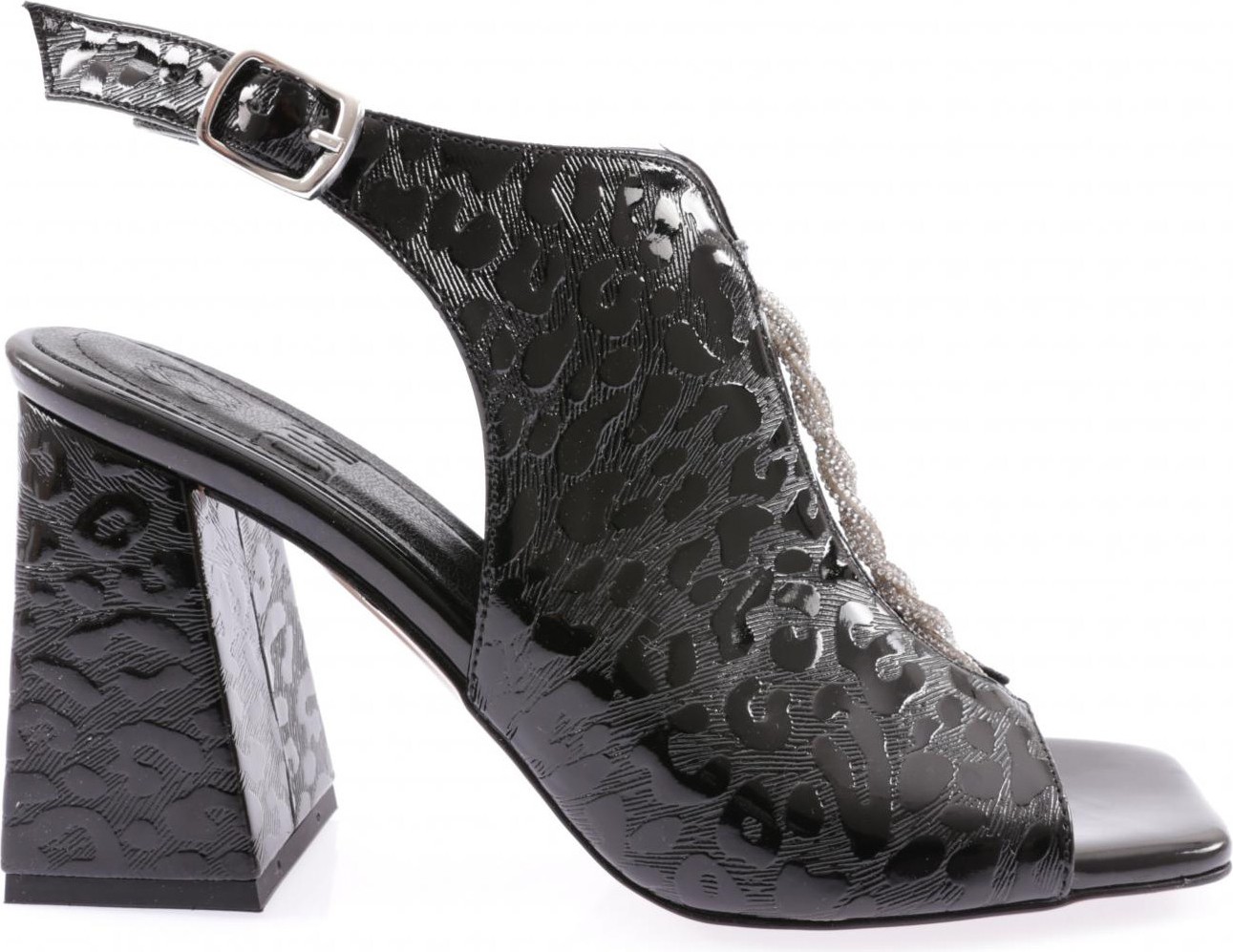 DGN 08-23Y Kadin Silver Taşli Burgulu Topuklu Sandalet görsel 6