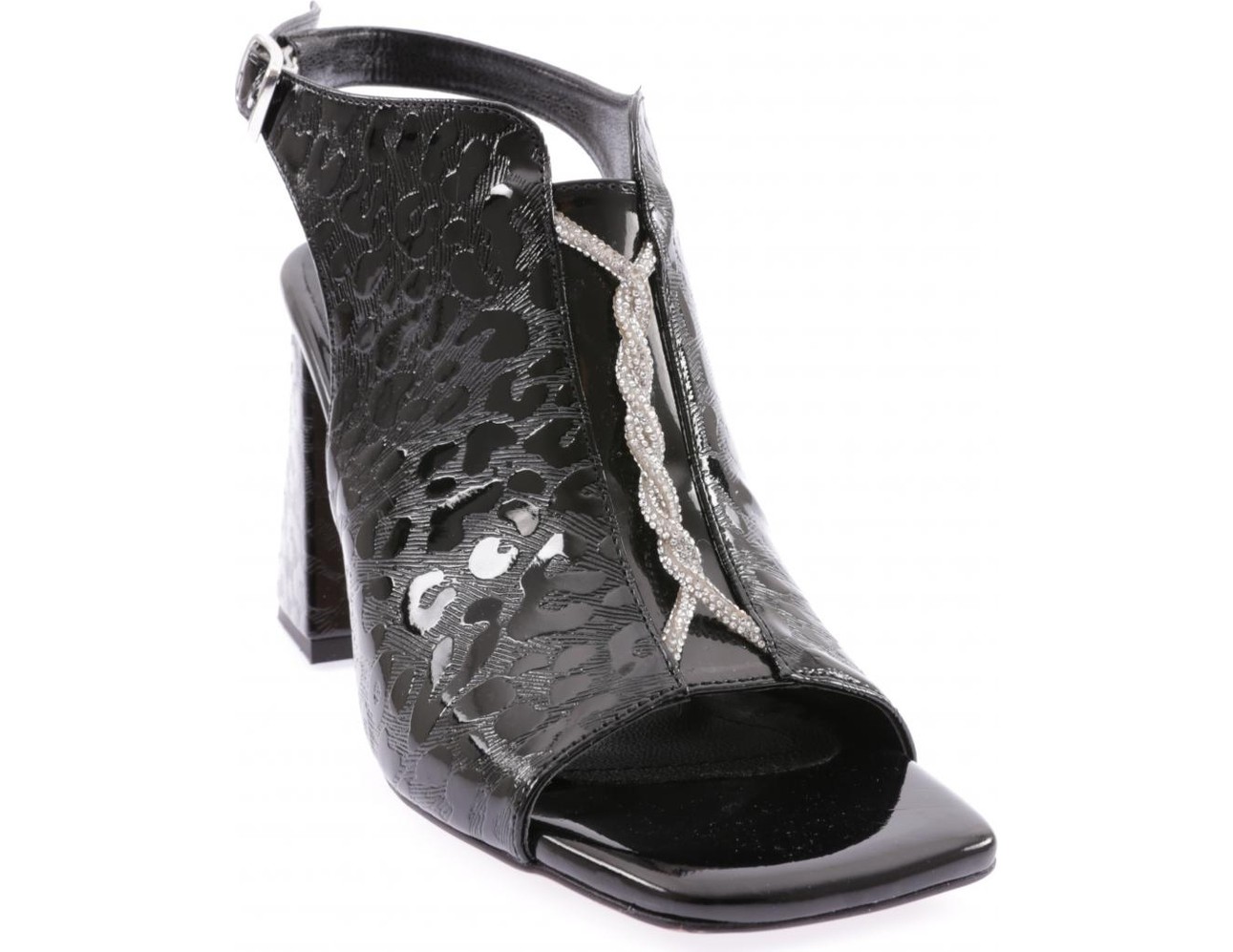 DGN 08-23Y Kadin Silver Taşli Burgulu Topuklu Sandalet görsel 7