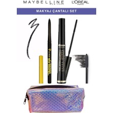 Maybelline New York Maybelline Argan Yağı Içeren Göz Kalemi Telescopic Ekstra Siyah Maskara Göz Makyaj Seti