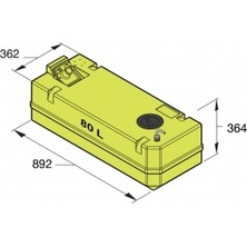 Vetus Su Tankı. Polietilen. Ø38 mm Dolum Ağızı, Ø 16MM Havalandırma 80 Litre