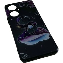 Karleader Tecno Camon 19 Pro Siyah Kılıf Sevimli Bebek Astronot Desenli Kapak Korumalı Kılıf