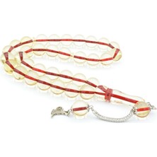 Murty99 Kokulu Iri Boy Küre Kesim Açık Sarı Toz Kehribar Tesbih 14 mm