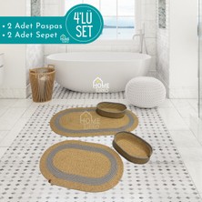 Home Turko 2'li Takım Jüt, Hasır, Paspas, Banyo Paspası, Banyo Paspas Takımı ve Banyo Sepeti
