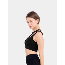 Stage Activewear Omuz Detaylı Siyah Bra