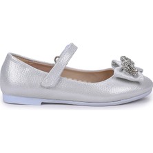 Kiko Kids Papyon Taşlı Cırtlı Kız Çocuk Babet Ayakkabı 254 Vakko Sedef