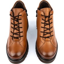 Emel Ayakkabı  Deri Modern Rahat Tam  Tarz Deri Bot Taba 3520