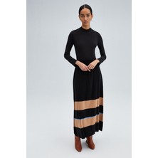Touche Beli Lastikli Çizgili Triko Etek
