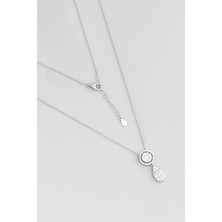 So CHIC Klasik Stil 18 Ayar Beyaz Altın Kaplama Gümüş 45 Cm Minimal Kolye