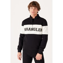 Wrangler Regular Fit Normal Kesim %100 Pamuk İçi Polarlı Dik Yaka Mavi Sweatshirt