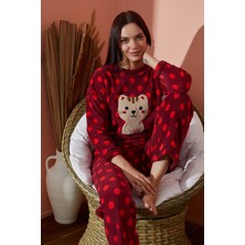 Waynap Kadın  Kışlık Polar Pijama Takımı Desenli Peluş Takım Waynap 8890