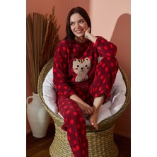 Waynap Kadın  Kışlık Polar Pijama Takımı Desenli Peluş Takım Waynap 8890