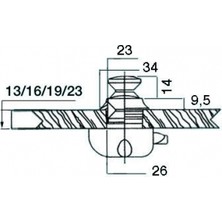 Marintek 38.36.180 Kilit Için Buton & Halka. Delik Ø 26MM Panel Kalınlığı 19 mm Kromaj