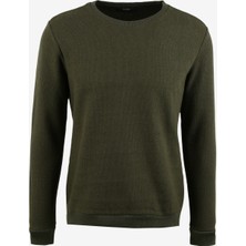 People By Fabrika Bisiklet Yaka Düz Yeşil Erkek Sweatshırt SPBF3WM-SWT5009