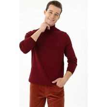U.S. Polo Assn. Balıkçı Yaka Slim Fit Bordo Erkek Kazak YBS-SK23