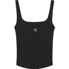 Calvin Klein U Yaka Düz Siyah Kadın Atlet J20J223192BEH