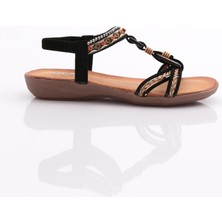 DGN 2040 Kadin Düz Taban Örgülü Detayli  Sandalet