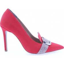 DGN 0900-23Y Kadin Sivri Burun Silver Taşli Tokali Topuklu Ayakkabi