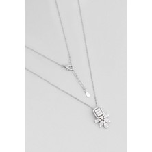 So CHIC Baget Masalı 18 Ayar Beyaz Altın Kaplama 47 Cm Gümüş Kolye