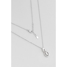 So CHIC Minimal Işıltı 18 Ayar Beyaz Altın Kaplama 45 Cm Gümüş Baget Kolye