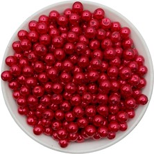 Hedef Bijuteri 8mm Kırmızı Cam Inci Boncuk, Takı Aksesuar Yapım Boncuğu (50GR,-70ADET)