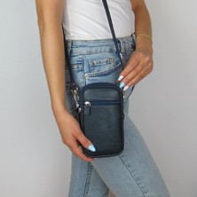 MÇ Deri Kadın Çapraz Askılı Telefon Çantası Dört Bölmeli Hakiki Gerçek Deri Çanta