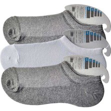 Royaleks Gri ve Beyaz Erkek Görünmez Çorap 3 Çift