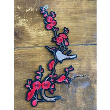 Gönülden Tasarım 23X13 cm Ütü Ile Yapışan Kesilebilir Kuş ve Bahar Dalı Çiçek Arma Aplike