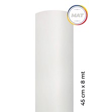 Mat Beyaz Yapışkanlı Kaplama Folyosu  45 cm  x 8 mt