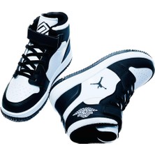 Kidx Haykat Jordan Siyah Beyaz Unisex Çocuk Bilekli Spor Ayakkabı